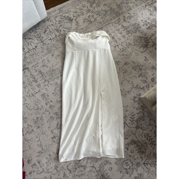 Lulus Fabulous Phenomenon White Strapless Bow Midi Dress Size XL Bridal Zip - Picture 6 of 14